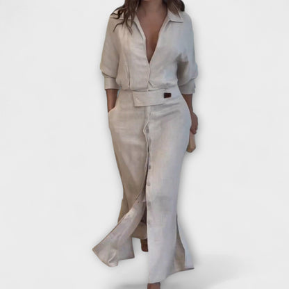 Jeanette - Maxikleid mit V-Ausschnitt