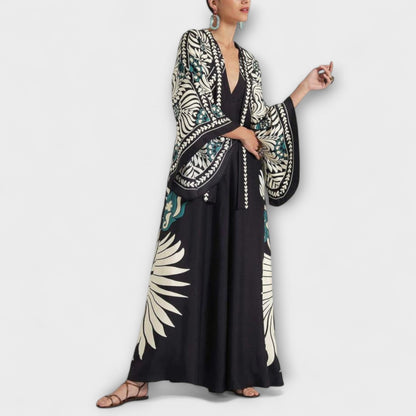 Giselle - Schickes Blumenmuster Fließendes Maxikleid