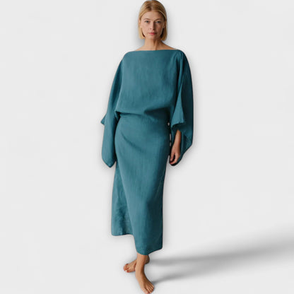 Dana - Kimono Kleid aus Leinen und Baumwolle