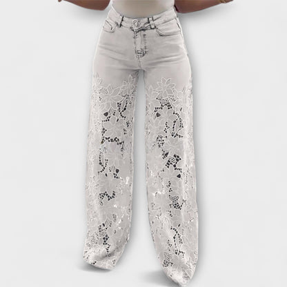 Trendige Spitzen-Patchwork-Jeans